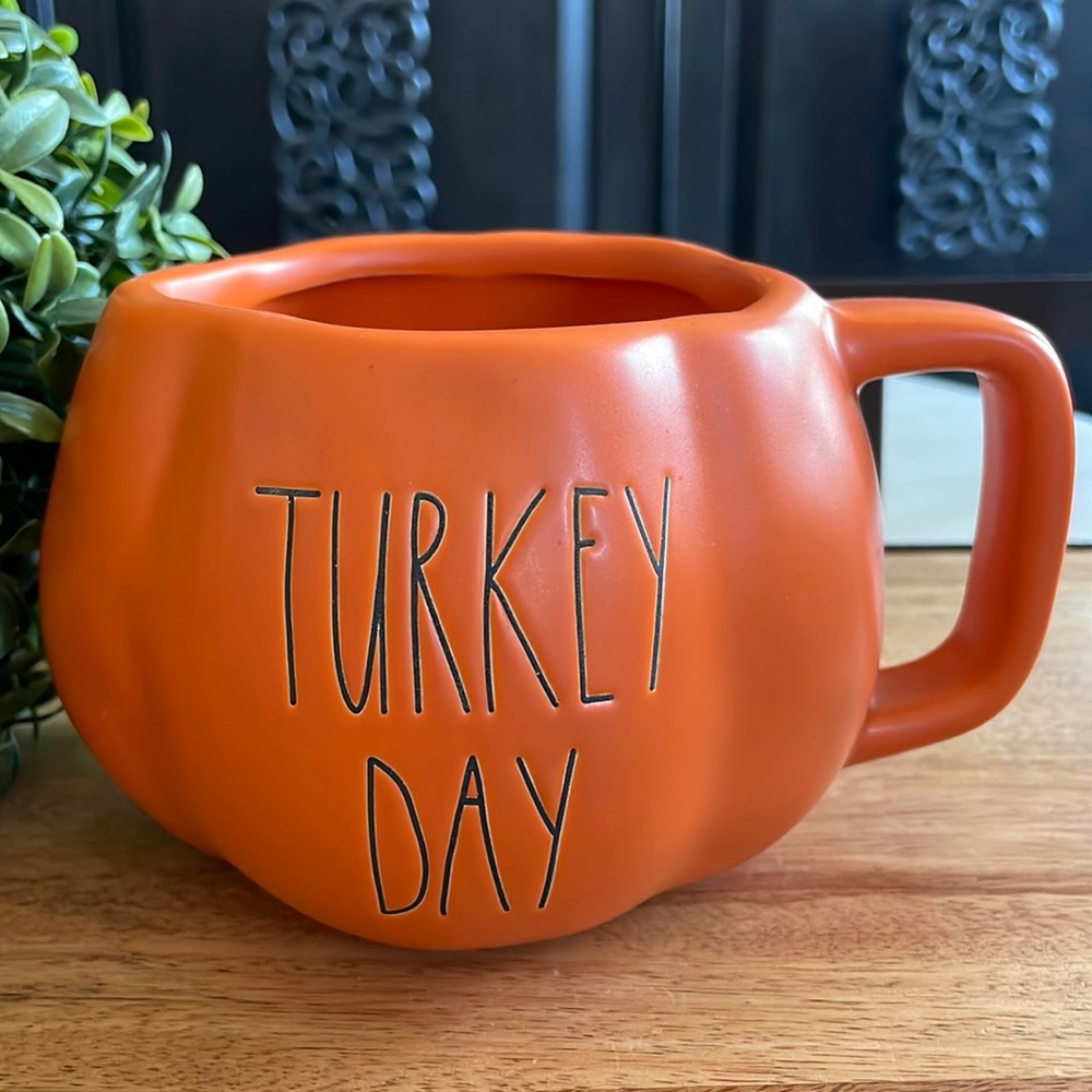 Rae Dunn TURKEY DAY Orange Mug NWT